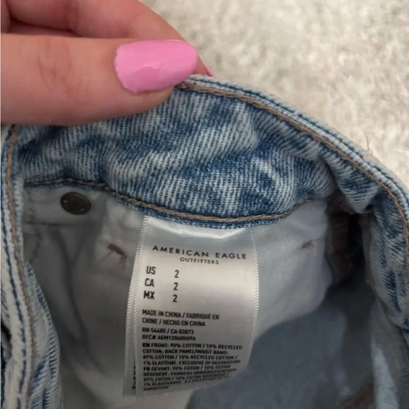 American Eagle Outfitters Ripped Light Blue Jean Shorts - Picture 2 of 3